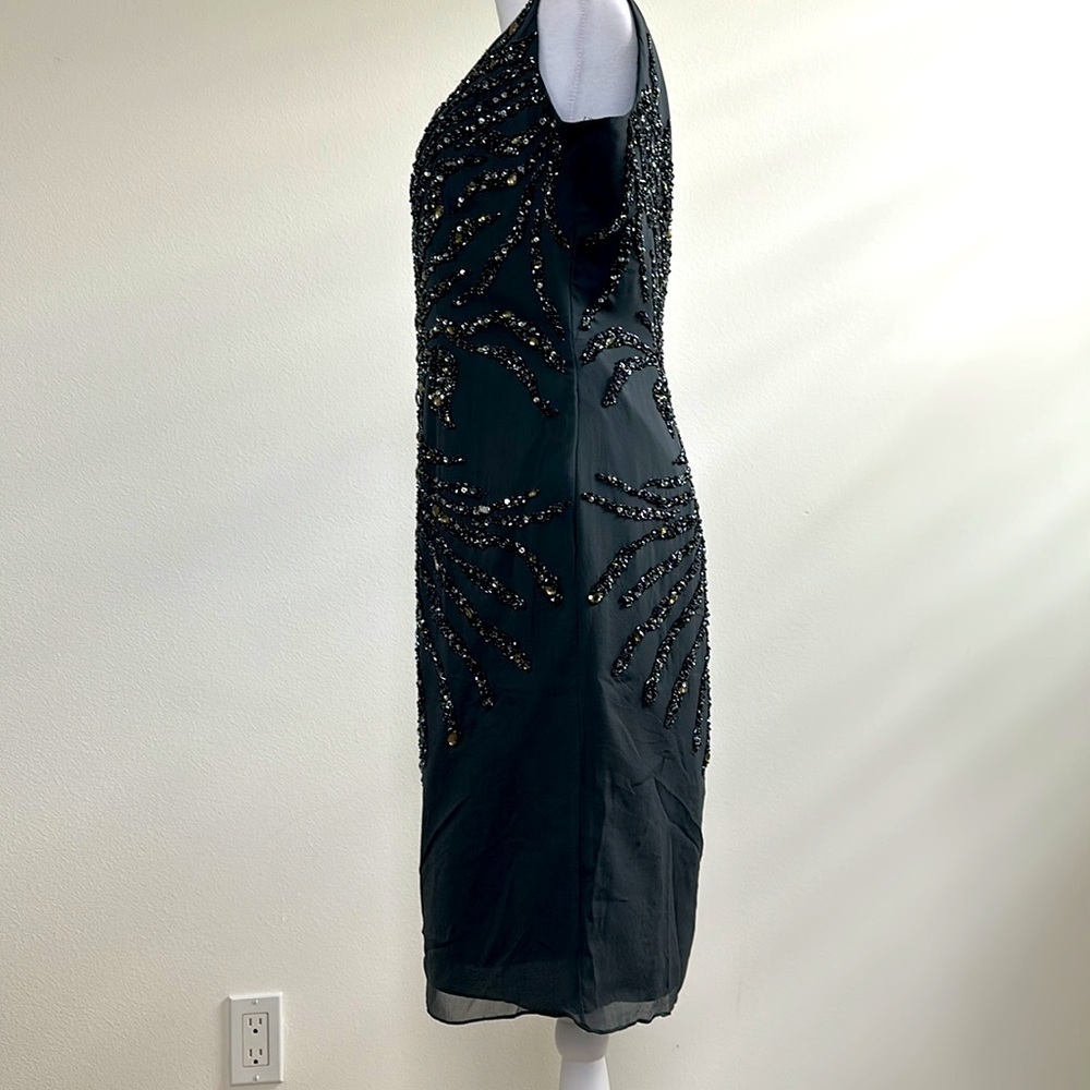 SALE Basix Black Label Beaded Gray Short Cocktail Dress Size 8 - Picture 3 of 8
